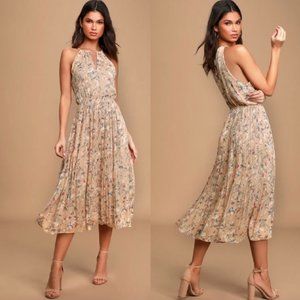 Floral Print Pleated Midi Dress NWT Size Small